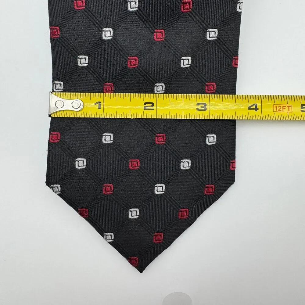 JoS A  Bank Men's Tie Black Red White 3.5
